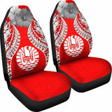 Tahiti Polynesian Car Seat Covers Pride Seal And Hibiscus Red White - 232125 - YourCarButBetter