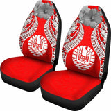 Tahiti Polynesian Car Seat Covers Pride Seal And Hibiscus Red White - 232125 - YourCarButBetter