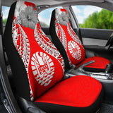Tahiti Polynesian Car Seat Covers Pride Seal And Hibiscus Red White - 232125 - YourCarButBetter