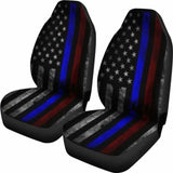 Tattered Thin Blue And Red Line Flag Car Seat Covers 153908 - YourCarButBetter