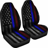 Tattered Thin Blue And Red Line Flag Car Seat Covers 153908 - YourCarButBetter