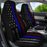 Tattered Thin Blue And Red Line Flag Car Seat Covers 153908 - YourCarButBetter