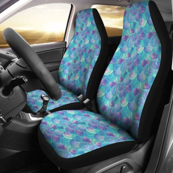 Teal And Purple Mermaid Scales Car Seat Covers Protectors 105905 - YourCarButBetter