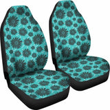 Teal With Gray Daisies Rustic Pattern Car Seat Covers 105905 - YourCarButBetter