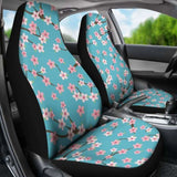 Teal With Pink And White Cherry Blossom Flower Pattern Car Seat Covers 110424 - YourCarButBetter