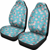 Teal With Pink And White Cherry Blossom Flower Pattern Car Seat Covers 110424 - YourCarButBetter