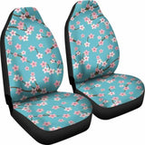 Teal With Pink And White Cherry Blossom Flower Pattern Car Seat Covers 110424 - YourCarButBetter