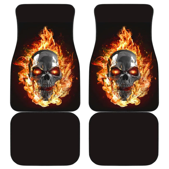 Terrified Flame Skull Car Floor Mats 210802 - YourCarButBetter