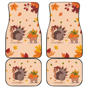 Thanksgiving Turkey Happy Moments With Autumn Leaves Car Floor Mats 211305 - YourCarButBetter