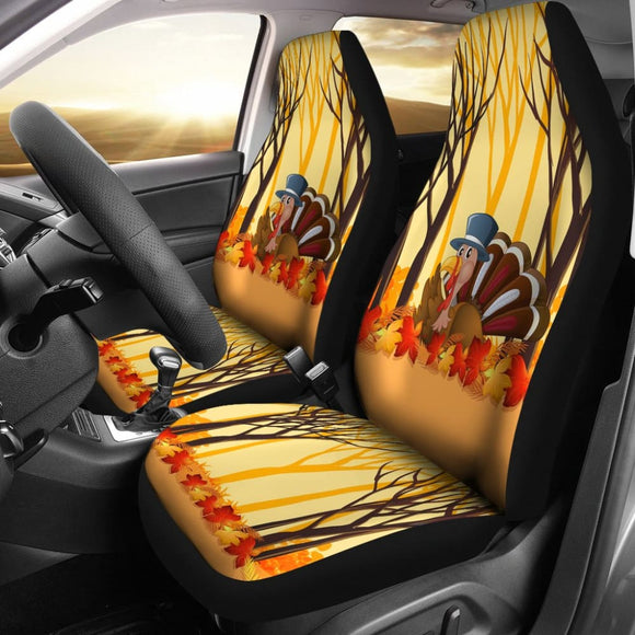 Thanksgiving Turkey In Autumn Leaves Tree Car Seat Covers 211305 - YourCarButBetter