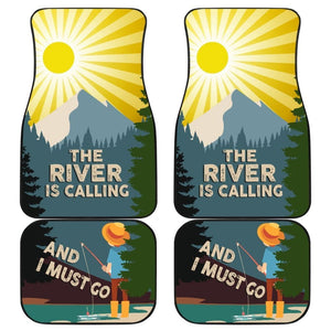 The River Is Calling And I Must Go Retro Fishing Car Floor Mats 182417 - YourCarButBetter