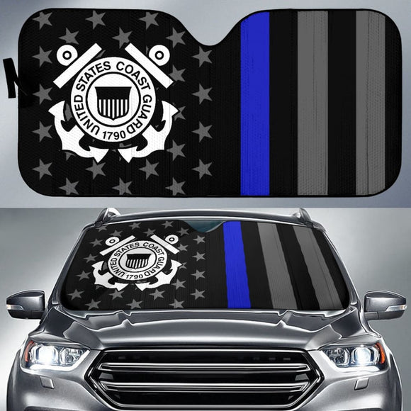 Thin Blue Line American Flag US Coast Guard Car Auto Sun Shades Custom 1 210701 - YourCarButBetter