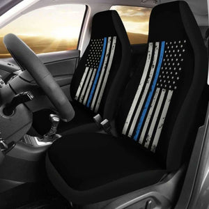 Thin Blue Line Police Flag Car Seat Covers Amazing Gift 153908 - YourCarButBetter