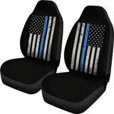 Thin Blue Line Police Flag Car Seat Covers Amazing Gift 153908 - YourCarButBetter