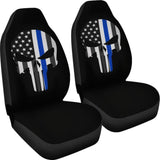 Thin Blue Line Punisher Skull - Car Seat Covers - Type 1 (Set Of 2) 182417 - YourCarButBetter