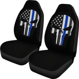 Thin Blue Line Punisher Skull - Car Seat Covers - Type 1 (Set Of 2) 182417 - YourCarButBetter