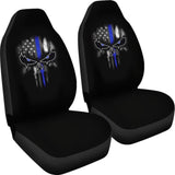 Thin Blue Line Punisher Skull - Car Seat Covers - Type 2 (Set Of 2) 182417 - YourCarButBetter