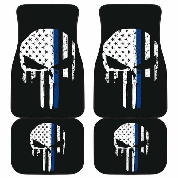 Thin Blue Line Punisher Skull Police Car Mats Set Of 4 182417 - YourCarButBetter