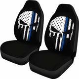 Thin Blue Line Punisher Skull Police Car Seat Covers 182417 - YourCarButBetter