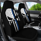 Thin Blue Line Punisher Skull Police Car Seat Covers 182417 - YourCarButBetter