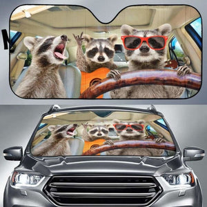 Three Funny Raccoon Driving Car Sun Shades 182102 - YourCarButBetter