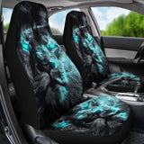 Thunder Lightning Blue Eyes Lion Car Seat Covers 212702 - YourCarButBetter