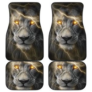 Thunder Lightning Powerful Yellow Eyes Lion Car Floor Mats 212702 - YourCarButBetter