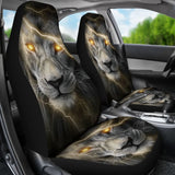 Thunder Lightning Powerful Yellow Eyes Lion Car Seat Covers 212702 - YourCarButBetter