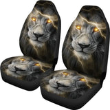 Thunder Lightning Powerful Yellow Eyes Lion Car Seat Covers 212702 - YourCarButBetter