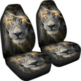 Thunder Lightning Powerful Yellow Eyes Lion Car Seat Covers 212702 - YourCarButBetter