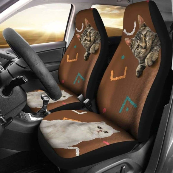 Tiger And White Cat Car Seat Cover 112428 - YourCarButBetter