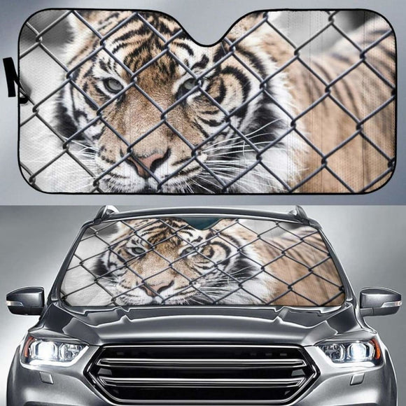 Tiger Cage Zoo Captive Hd 5K Car Sun Shade 172609 - YourCarButBetter