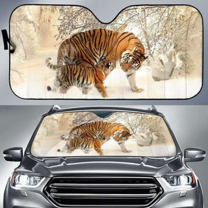 Tiger Cub Snow Winter 4K Car Sun Shade 172609 - YourCarButBetter