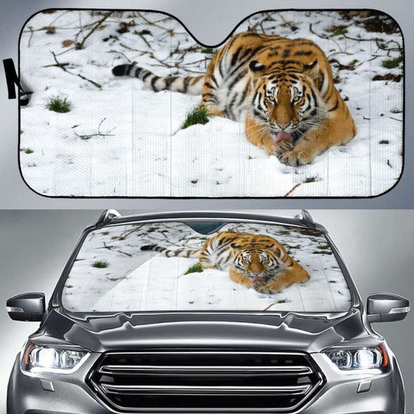 Tiger Snow Winter 4K Car Sun Shade 172609 - YourCarButBetter