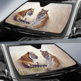 Tigers Big Cats Pair Grass 4K Car Sun Shade 172609 - YourCarButBetter