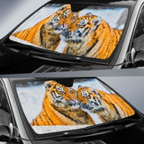 Tigers Cute Couple Winter Amur Tiger Snowfall Switzerland 4K Car Sun Shade 172609 - YourCarButBetter