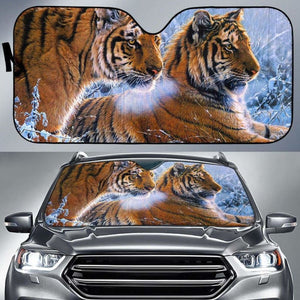 Tigers Oil Paint 4K Car Sun Shade 172609 - YourCarButBetter