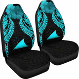 Tokelau Polynesian Car Seat Covers Pride Seal And Hibiscus Neon Blue - 232125 - YourCarButBetter