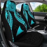 Tokelau Polynesian Car Seat Covers Pride Seal And Hibiscus Neon Blue - 232125 - YourCarButBetter