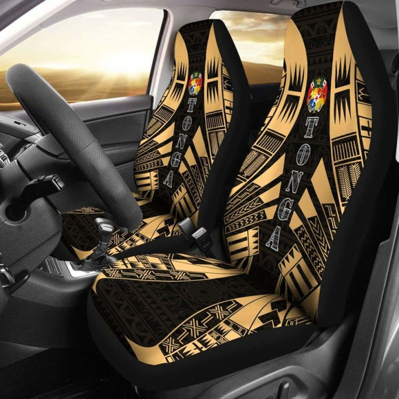 Tonga Car Seat Covers - Tonga Coat Of Arms Polynesian Tattoo Gold - 09 181703 - YourCarButBetter