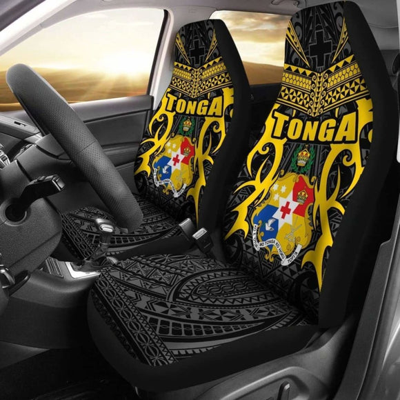 Tonga Car Seat Covers - Kingdom Of Tonga Set Of 2 (Black Gold) 181703 - YourCarButBetter
