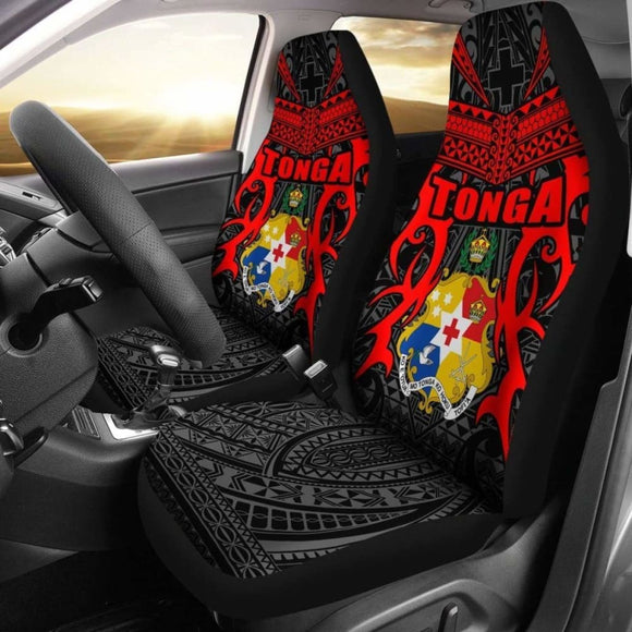 Tonga Car Seat Covers - Kingdom Of Tonga Set Of 2 (Black Red) 181703 - YourCarButBetter