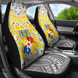 Tonga Car Seat Covers - Kingdom Of Tonga Set Of 2 (White Gold) 181703 - YourCarButBetter