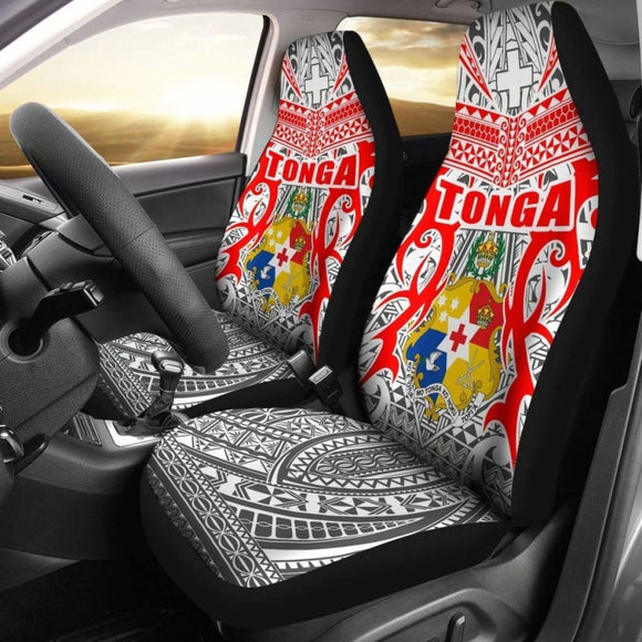 Tonga Car Seat Covers - Kingdom Of Tonga Set Of 2 (White Red) 181703 - YourCarButBetter