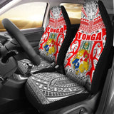 Tonga Car Seat Covers - Kingdom Of Tonga Set Of 2 (White Red) 181703 - YourCarButBetter