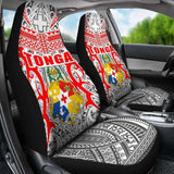 Tonga Car Seat Covers - Kingdom Of Tonga Set Of 2 (White Red) 181703 - YourCarButBetter