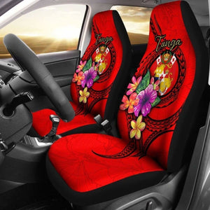 Tonga Car Seat Covers Polynesian Floral With Seal Red 181703 - YourCarButBetter