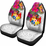 Tonga Car Seat Covers Polynesian Hibiscus White Pattern - 232125 - YourCarButBetter