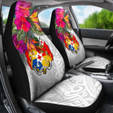 Tonga Car Seat Covers Polynesian Hibiscus White Pattern - 232125 - YourCarButBetter