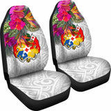 Tonga Car Seat Covers Polynesian Hibiscus White Pattern - 232125 - YourCarButBetter